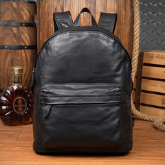 Fashion Black Mens Leather 13-inch Computer Backpacks Cool Travel Backpacks School Backpacks for men - iwalletsmen