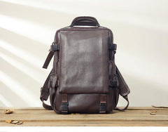 Black Fashion Mens Leather 13-inch Computer Backpacks Travel Backpacks Cool School Backpacks for men - iwalletsmen