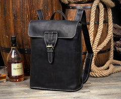 Black Fashion Mens Leather 14-inch Computer Backpack Brown Side Bag Messenger Bag for men - iwalletsmen