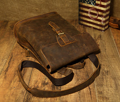 Black Fashion Mens Leather 14-inch Computer Backpack Brown Side Bag Messenger Bag for men - iwalletsmen