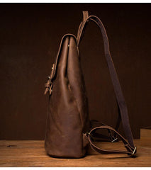 Fashion Black Mens Leather 15inchs Computer Backpack Brown Travel Backpacks School Backpack for men - iwalletsmen