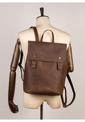 Fashion Black Mens Leather 15inchs Computer Backpack Brown Travel Backpacks School Backpack for men - iwalletsmen