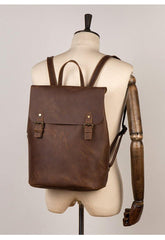 Fashion Black Mens Leather 15inchs Computer Backpack Brown Travel Backpacks School Backpack for men - iwalletsmen