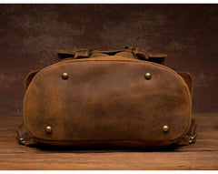 Vintage Brown Fashion Mens Leather 15-inch Computer Backpacks Brown Travel Backpacks School Backpacks for men - iwalletsmen