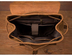 Vintage Brown Fashion Mens Leather 15-inch Computer Backpacks Brown Travel Backpacks School Backpacks for men - iwalletsmen