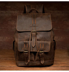 Vintage Brown Fashion Mens Leather 15-inch Computer Backpacks Brown Travel Backpacks School Backpacks for men - iwalletsmen