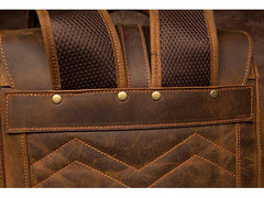 Vintage Brown Fashion Mens Leather 15-inch Computer Backpacks Brown Travel Backpacks School Backpacks for men - iwalletsmen