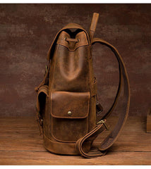 Vintage Brown Fashion Mens Leather 15-inch Computer Backpacks Brown Travel Backpacks School Backpacks for men - iwalletsmen