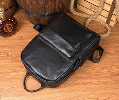 Cool Black Mens Leather 15inches Computer Backpack Fashion Travel Backpack School Backpack for men - iwalletsmen