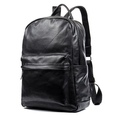 Cool Black Mens Leather 15inches Computer Backpack Fashion Travel Backpack School Backpack for men - iwalletsmen