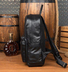 Cool Black Mens Leather 15inches Computer Backpack Fashion Travel Backpack School Backpack for men - iwalletsmen