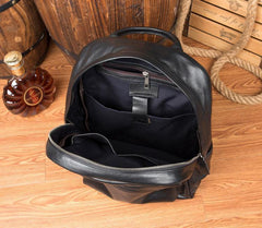 Cool Black Mens Leather 15inches Computer Backpack Fashion Travel Backpack School Backpack for men - iwalletsmen