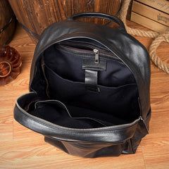 Cool Black Mens Leather 15inches Computer Backpack Fashion Travel Backpack School Backpack for men - iwalletsmen