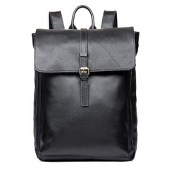 Black Fashion Mens Leather 15-inch Computer Backpacks Cool Satchel Backpacks School Backpacks for men - iwalletsmen
