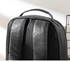 Black Fashion Mens Leather 15-inch Computer Backpacks Travel Backpacks Black College Backpack for men - iwalletsmen