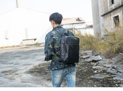 Black Fashion Mens Leather 15-inch Large Business Computer Backpacks Travel Backpacks Black College Backpack for men - iwalletsmen