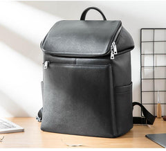 Black Fashion Mens Leather 15-inch Computer Backpacks Travel Backpacks School Backpack for men - iwalletsmen