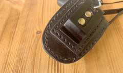 Handmade Black Leather Mens Citroen DS Car Key Case Beige Regal Car Key Holder with Belt Loop/Belt Clip - iwalletsmen