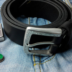 Black Handmade Leather Mens Belt Leather Belt for Men - iwalletsmen