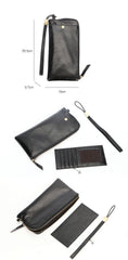 Black Leather Mens Long Wallet Zipper Clutch Wallet Brown Wristlet Long Wallet For Men - iwalletsmen