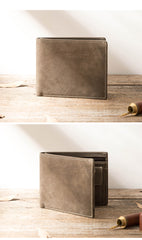 Handmade Black Leather Mens Small Wallet Bifold Card Wallet Front Pocket Wallet billfold Wallet for Men - iwalletsmen
