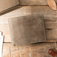 Handmade Black Leather Mens Small Wallet Bifold Card Wallet Front Pocket Wallet billfold Wallet for Men - iwalletsmen