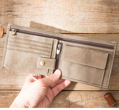 Handmade Black Leather Mens Small Wallet Bifold Card Wallet Front Pocket Wallet billfold Wallet for Men - iwalletsmen