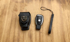 Handmade Black Leather Mercedes-Benz C S E Mens Car Key Case Mercedes-Benz Car Key Holder - iwalletsmen
