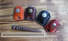 Handmade Mens Brown Leather Classic Zippo Lighter Case Zippo Lighter Holder with Belt Loop - iwalletsmen