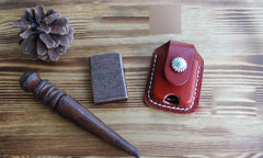 Handmade Mens Brown Leather Classic Zippo Lighter Case Zippo Lighter Holder with Belt Loop - iwalletsmen