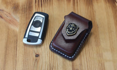 Handmade Black Leather Mens Car Key Case Brown Car Key Holder with Belt Loop/Belt Clip - iwalletsmen