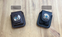 Handmade Mens Black Leather Classic Zippo Lighter Case Belt Zippo Lighter Holder with Belt Clip - iwalletsmen