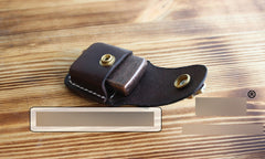 Handmade Mens Brown Leather Classic Zippo Lighter Case Belt Zippo Lighter Holder with Belt Clip - iwalletsmen
