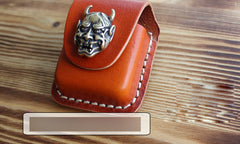 Handmade Mens Brown Leather Classic Zippo Lighter Case Belt Zippo Lighter Holder with Belt Clip - iwalletsmen