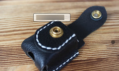 Mens Black Leather Armor Zippo Lighter Cases Handmade Tan Zippo Lighter Holder with Belt Loop - iwalletsmen