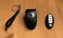 Handmade Black Leather Qashqai X-TRAIL TIIDA Teana Mens Car Key Case NISSAN Car Key Holder - iwalletsmen