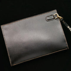 Black Handmade Tooled Leather Chinese Dragon Clutch Wallets Wristlet Bag Clutch Purse For Men - iwalletsmen