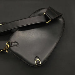 Black Handmade Tooled Leather Monkey King Sling Bag Chest Bag One Shoulder Backpack For Men - iwalletsmen