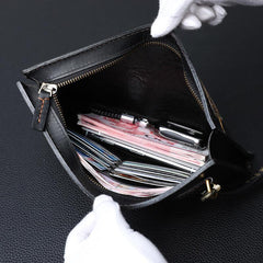 Black Handmade Tooled Leather Chinese Dragon Clutch Wallet Wristlet Bag Clutch Purse For Men - iwalletsmen