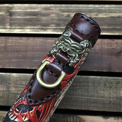 Black Handmade Tooled Chinese Dragon Leather Long Biker Wallet Chain Wallet Clutch Wallet For Men - iwalletsmen