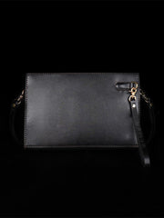 Handmade Black Tooled Lion Dragon Leather Messenger Bags Side Bag Clutch Wristlet Bag For Men - iwalletsmen