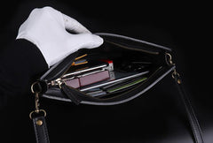 Handmade Black Tooled Lion Dragon Leather Messenger Bags Side Bag Clutch Wristlet Bag For Men - iwalletsmen