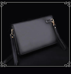 Handmade Black Tooled Dragon Carp Leather Clutch Wristlet Bag Messenger Bag Side Bag For Men - iwalletsmen