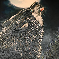 Black Handmade Tooled Leather Wolf Clutch Wallet Wristlet Bag Clutch Purse For Men - iwalletsmen