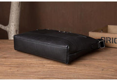 Cool Black Leather Mens Postman Bag Messenger Bags Side Bag Courier Bags for Men - iwalletsmen