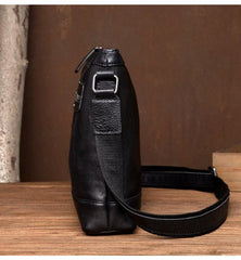 Cool Black Leather Mens Postman Bag Messenger Bags Side Bag Courier Bags for Men - iwalletsmen