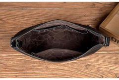 Cool Black Leather Mens Postman Bag Messenger Bags Side Bag Courier Bags for Men - iwalletsmen