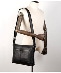Cool Black Leather Mens Postman Bag Messenger Bags Side Bag Courier Bags for Men - iwalletsmen