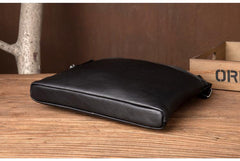 Fashion Black Leather 10 inches Mens Courier Bag Messenger Bags Postman Bag for Men - iwalletsmen