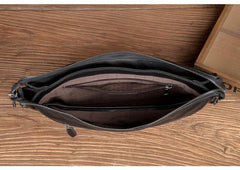 Fashion Black Mens Leather 11 inches Mens Messenger Bags Courier Bag for Men - iwalletsmen